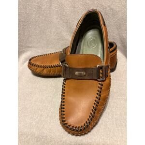 H.S. Trask Size 10.5 Cobbler Handstitched Brown Bison Leather Men’s Mocs Loafers